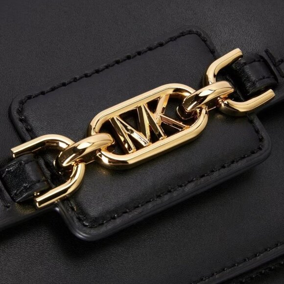 NWT ✅ Michael Kors Heather Large Leather Shoulder Bag BLACK ⭐ NWT - Picture 6 of 15